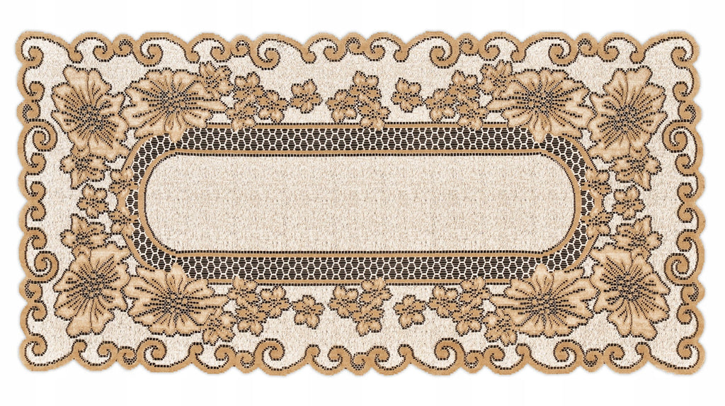 Žakardinis stalo takelis 40×90 cm, smėlio spalvos – nuotrauka 1