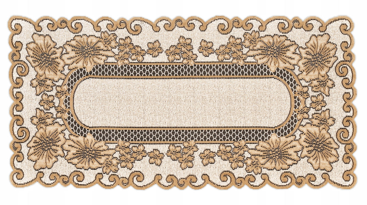 Žakardinis stalo takelis 40×90 cm, smėlio spalvos – nuotrauka 1