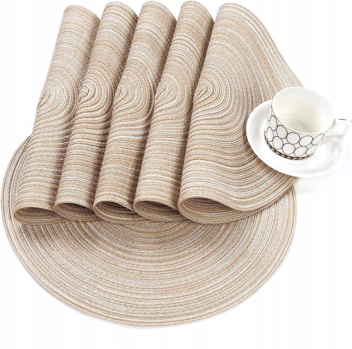 Apvalių pintų padėkliukų rinkinys 38 cm, 4 vnt. – nuotrauka 5