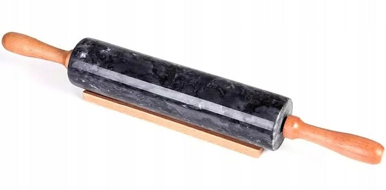 Marmurinis kočėlas su mediniu stoveliu, 46 cm