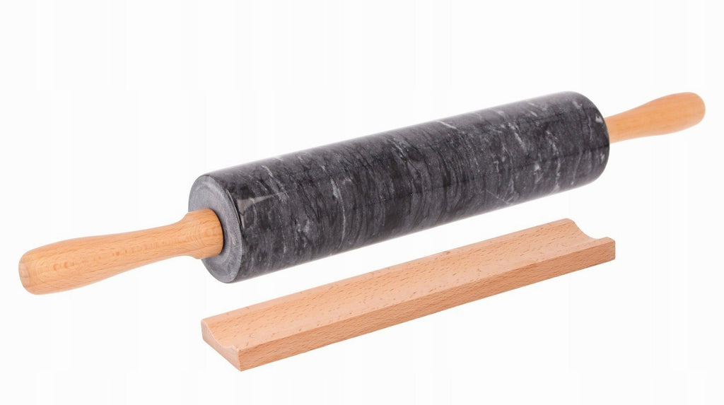 Marmurinis kočėlas su mediniu stoveliu, 46 cm