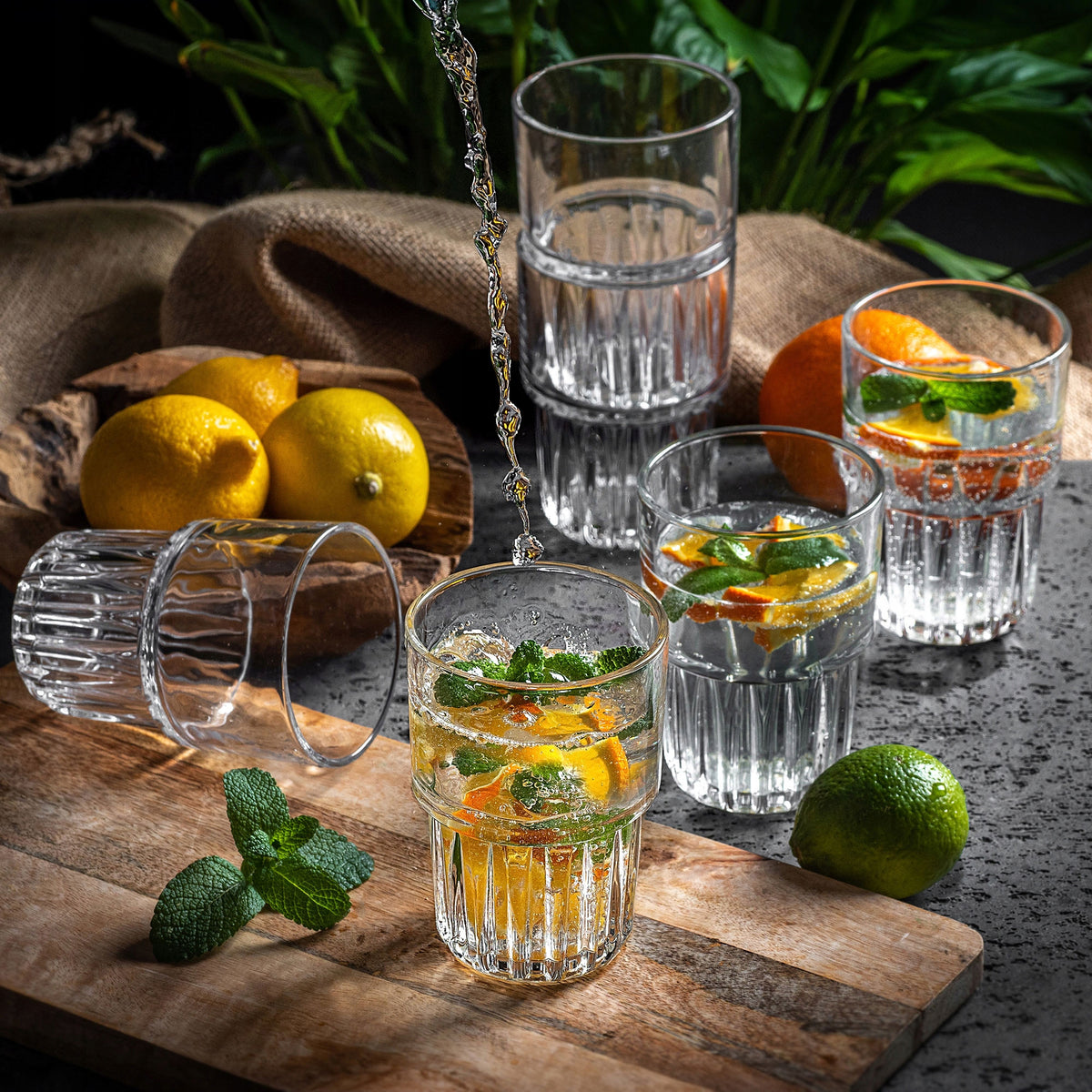 Rievėtų stiklinių rinkinys 320 ml, 6 vnt. – nuotrauka 4