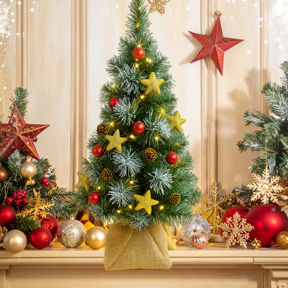 Papuošta mini eglutė su LED lemputėmis, 55 cm – nuotrauka 4