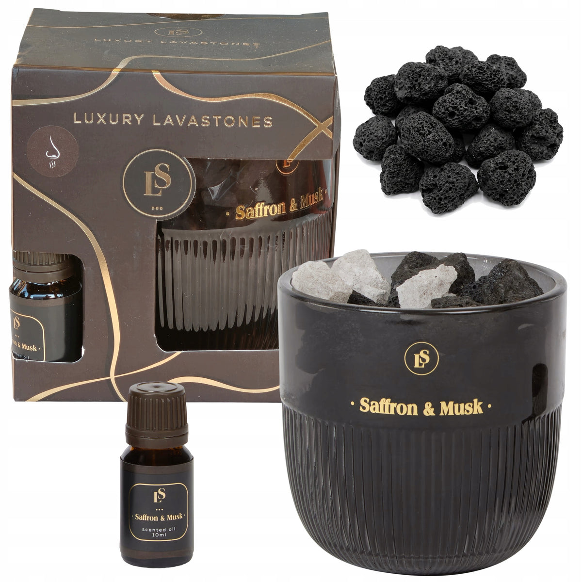 Keraminis namų kvapas su vulkaniniais akmenimis (Saffron & Musk)
