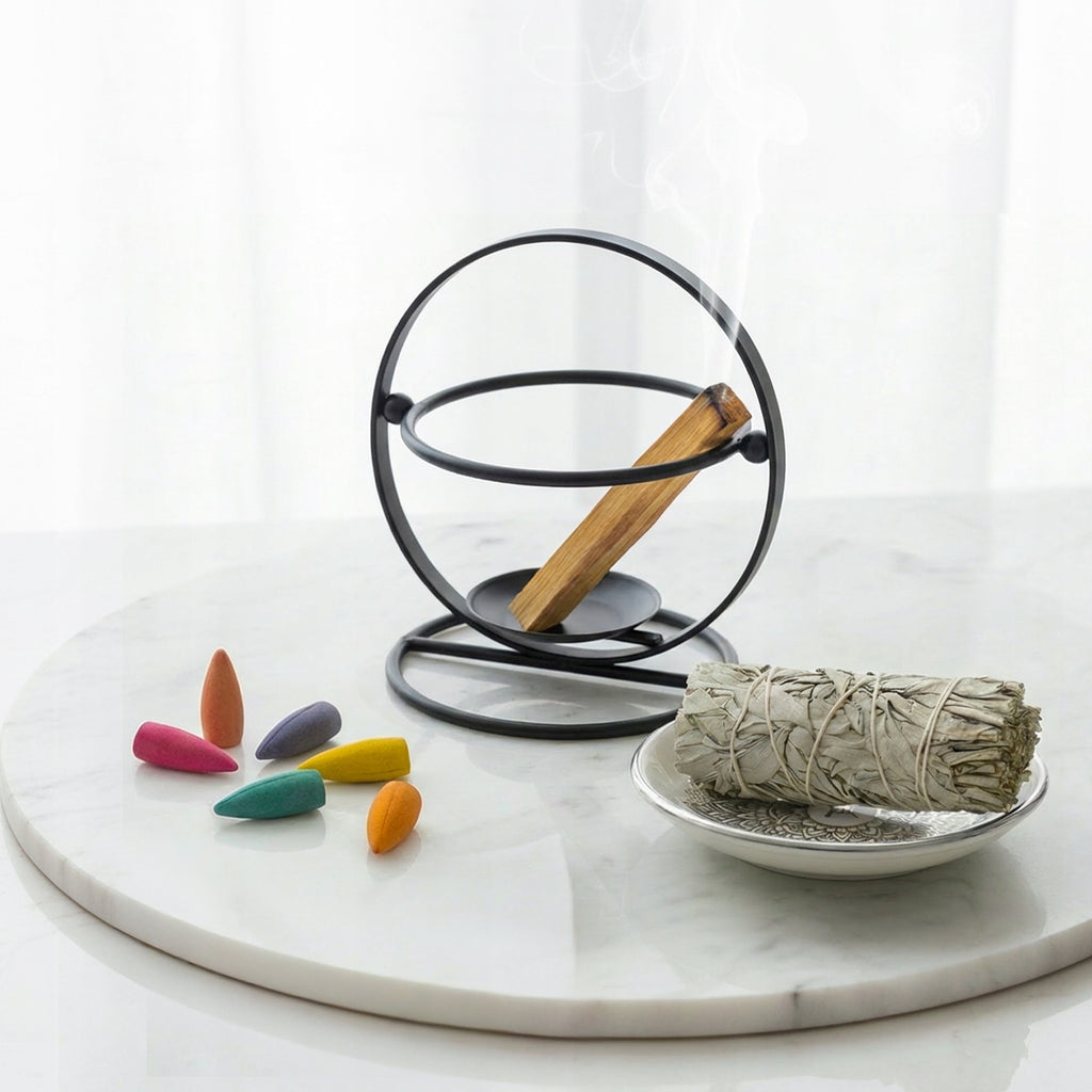 Keraminė aromalempa su metaliniu stovu, 13 cm