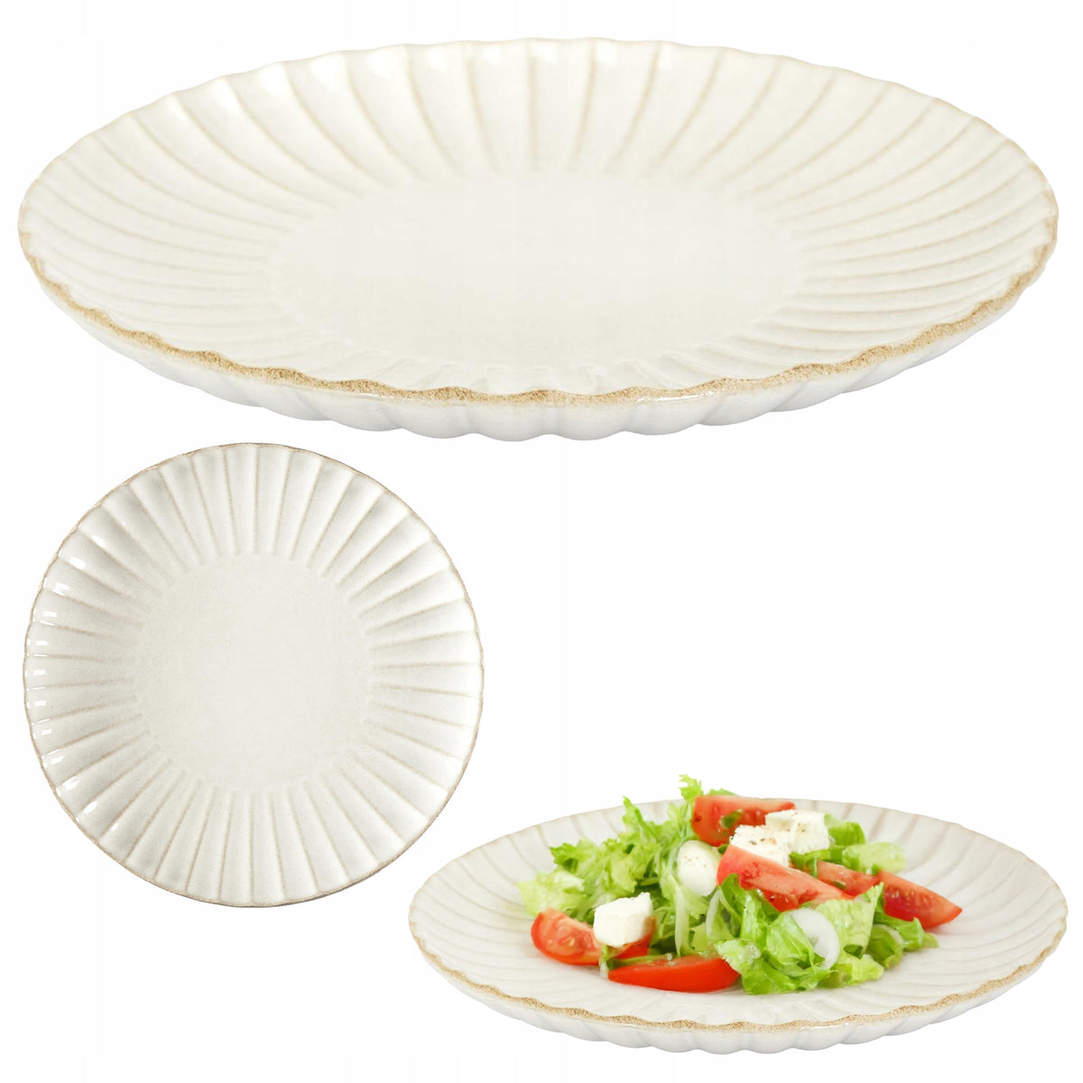 Didelė kreminė keraminė serviravimo lėkštė 27 cm