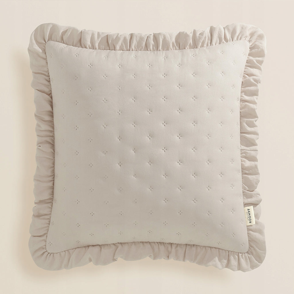Smėlio spalvos užvalkalas su raukiniu 45×45 cm – nuotrauka 3