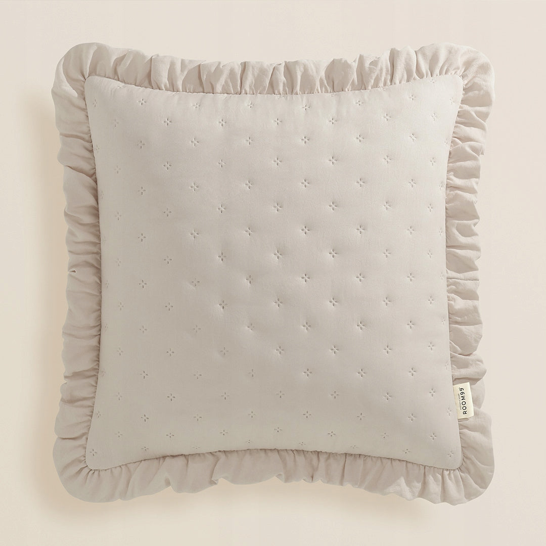Smėlio spalvos užvalkalas su raukiniu 45×45 cm – nuotrauka 3