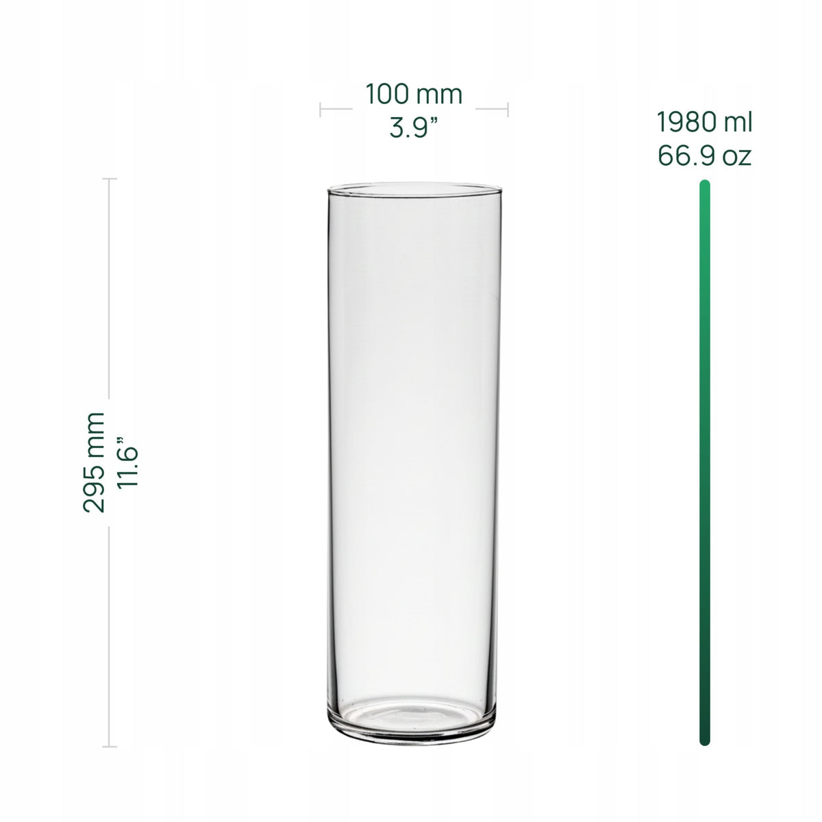 Stiklinė cilindro formos vaza 29,5 cm – nuotrauka 3
