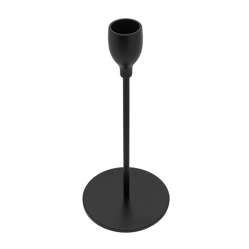 Juoda metalinė žvakidė ilgai žvakei, 18 cm – nuotrauka 4