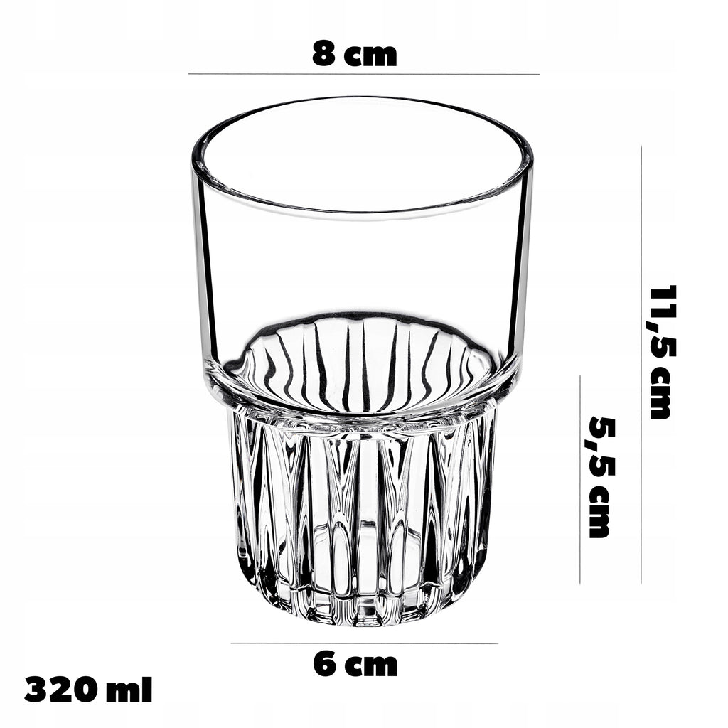Rievėtų stiklinių rinkinys 320 ml, 6 vnt. – nuotrauka 3