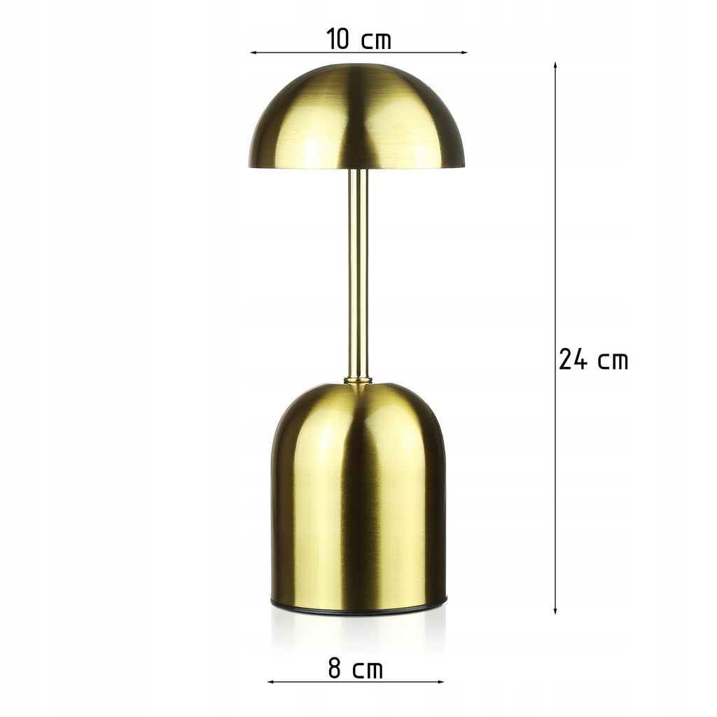 Belaidė LED stalinė lempa „grybas“, auksinė, 24 cm