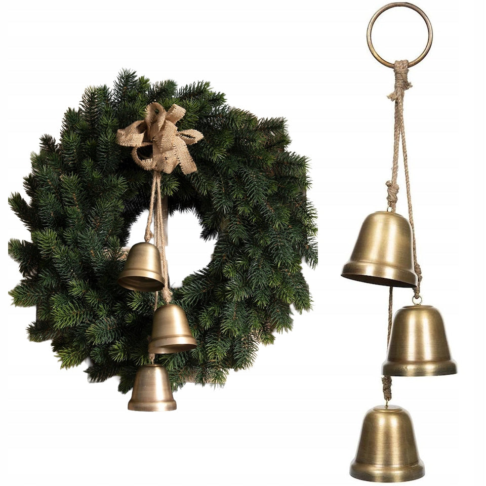 Senovinio aukso kabantys metaliniai varpeliai, 50 cm