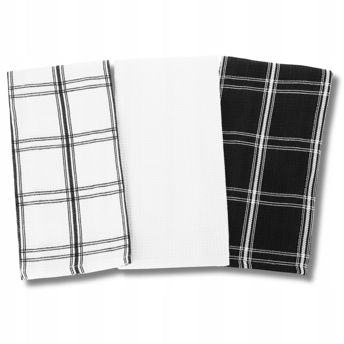 Medvilninių virtuvinių rankšluosčių rinkinys, 3 vnt., 40×60 cm, juoda ir balta – nuotrauka 1
