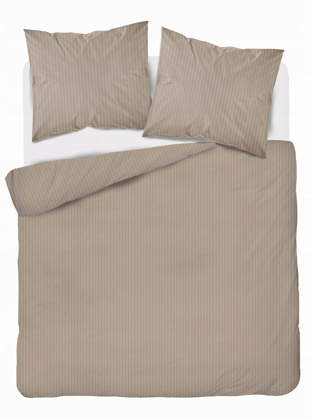 Medvilnės damasto patalynė su juostelėmis, taupe, 200×220 cm