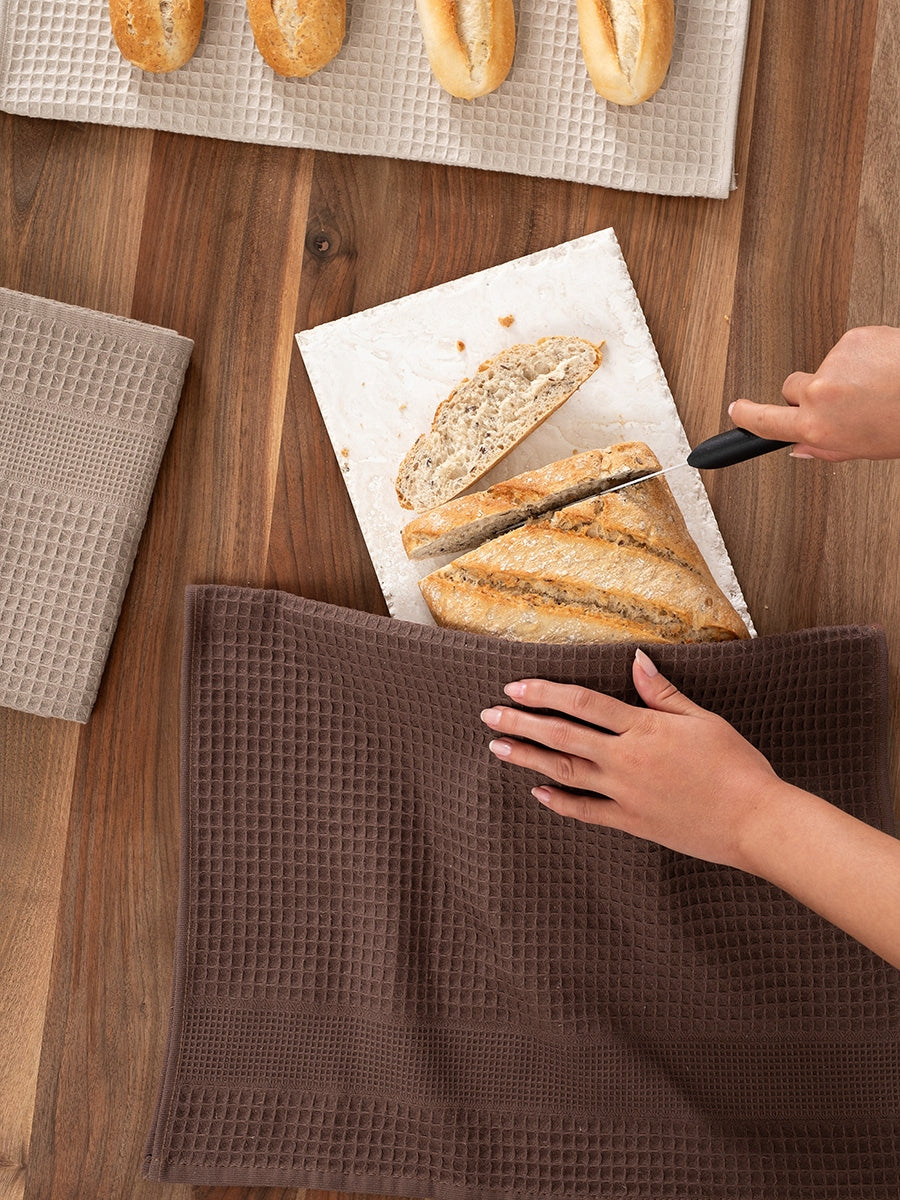 Virtuvinių rankšluosčių rinkinys 45×70 cm, 3 vnt., rudi atspalviai – nuotrauka 5