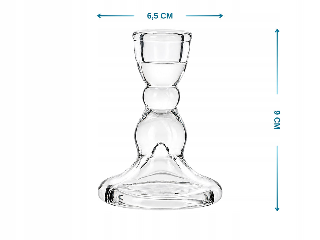 Stiklinė žvakidė ilgai žvakei 9 cm – nuotrauka 3