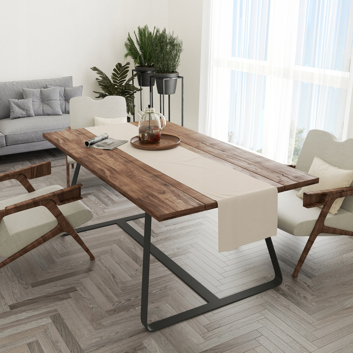 Matinis stalo takelis 40×220 cm, latte spalvos