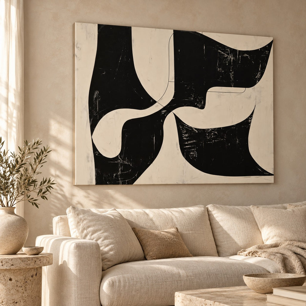 Abstraktus paveikslas ant drobės, 60×40 cm interjere