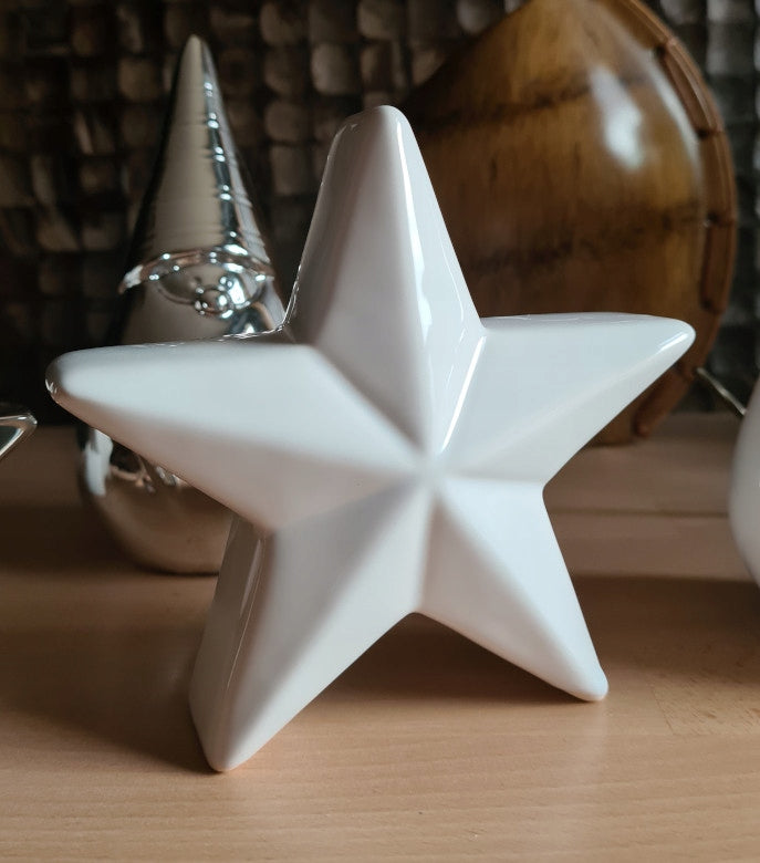 Balta keraminė žvaigždė 14 cm – nuotrauka 5