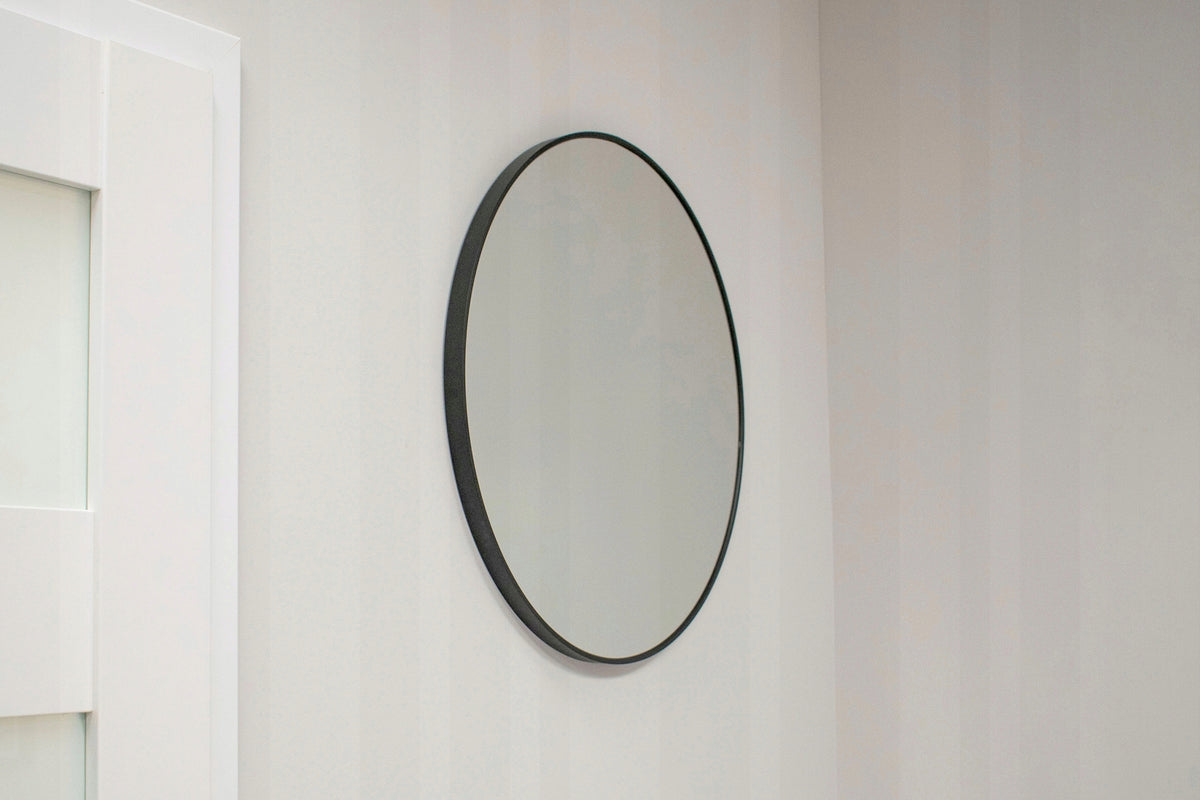 Apvalus juodas sieninis veidrodis 70 cm, loft – nuotrauka 4