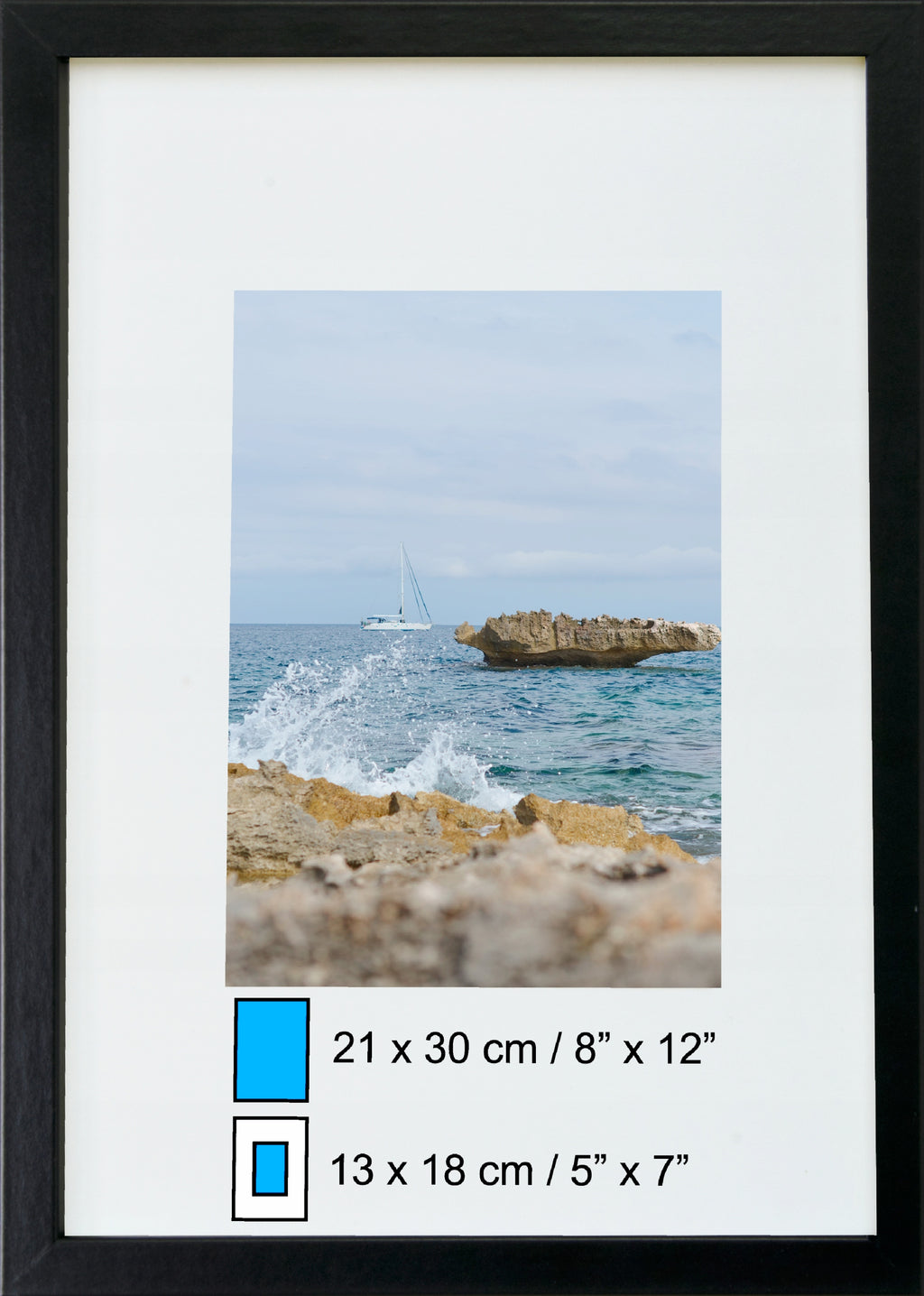 Juodas medinis rėmelis 21×30 cm su paspartu – nuotrauka 3