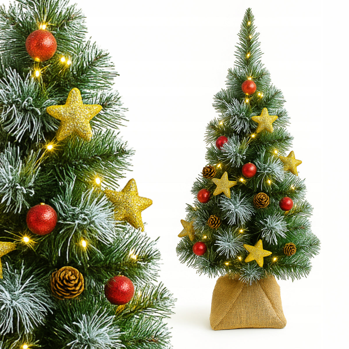 Papuošta mini eglutė su LED lemputėmis, 55 cm – nuotrauka 2