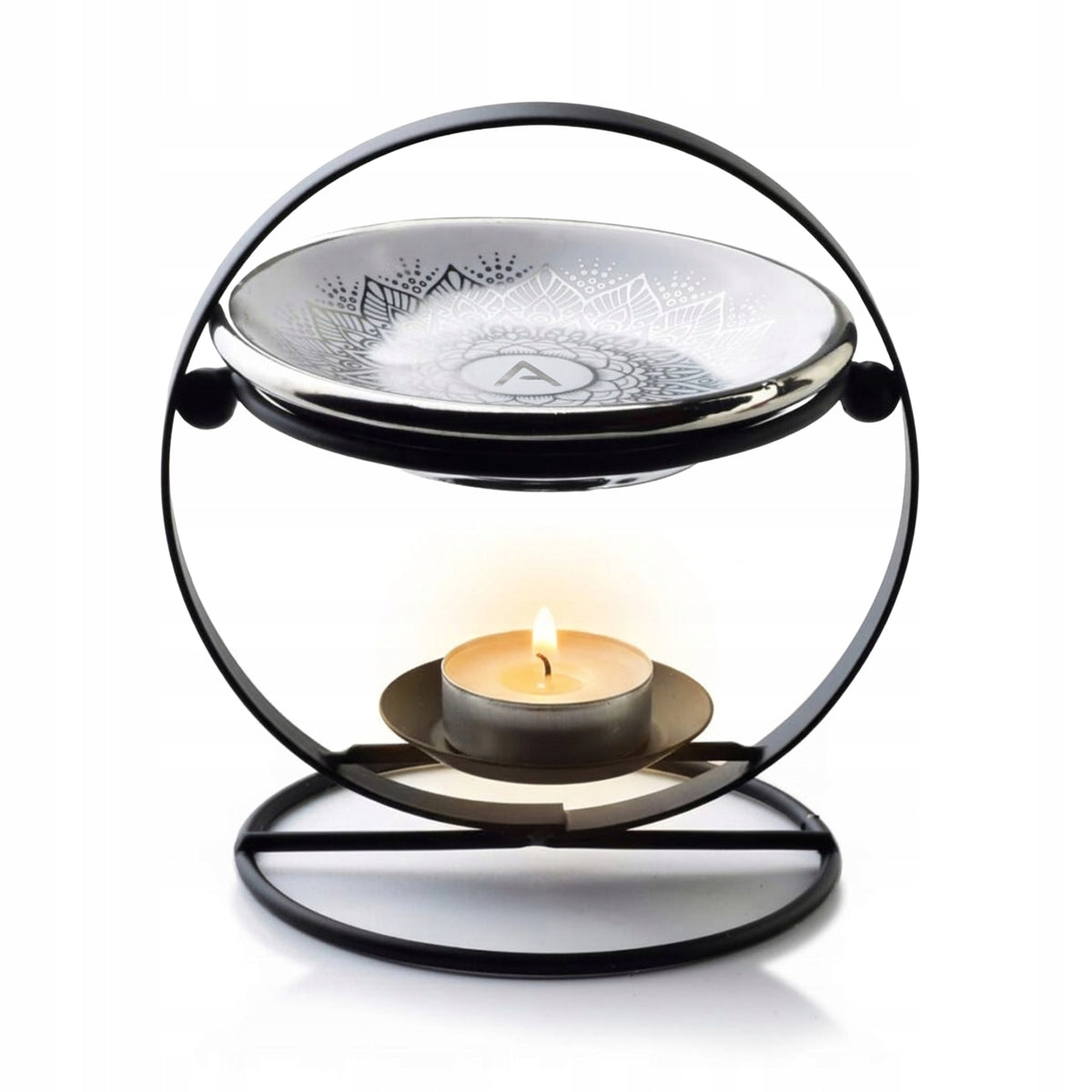 Keraminė aromalempa su metaliniu stovu, 13 cm