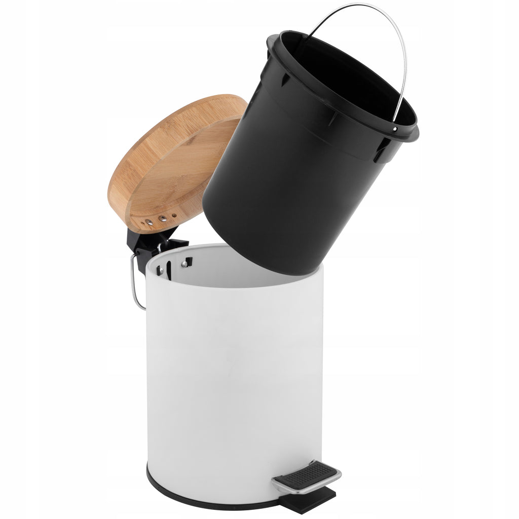 Vonios šiukšliadėžė su pedalu, 3 l, balta – nuotrauka 5