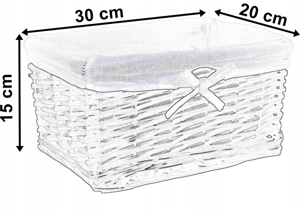 Baltas pintas vyteklių krepšelis 30 cm – nuotrauka 2
