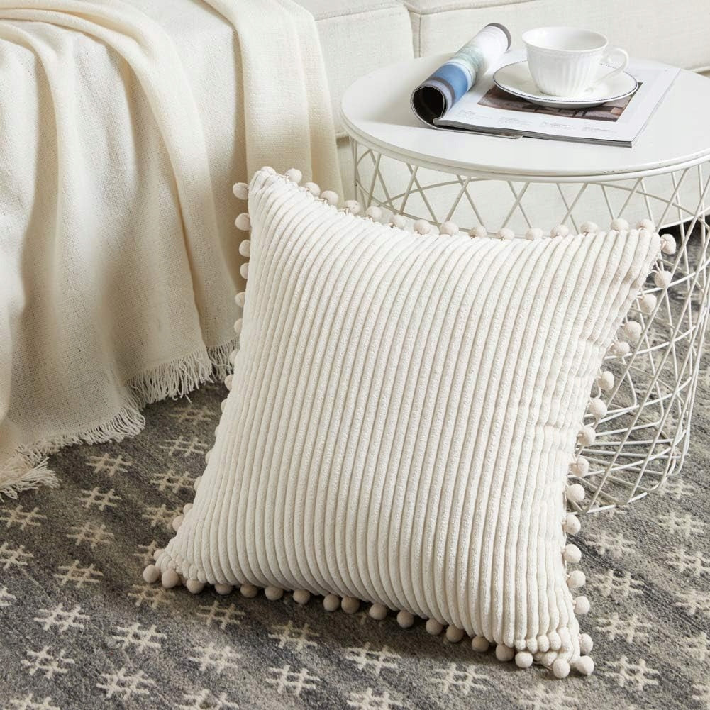 Boho pagalvėlės užvalkalas 45×45 cm, smėlio spalvos – nuotrauka 2