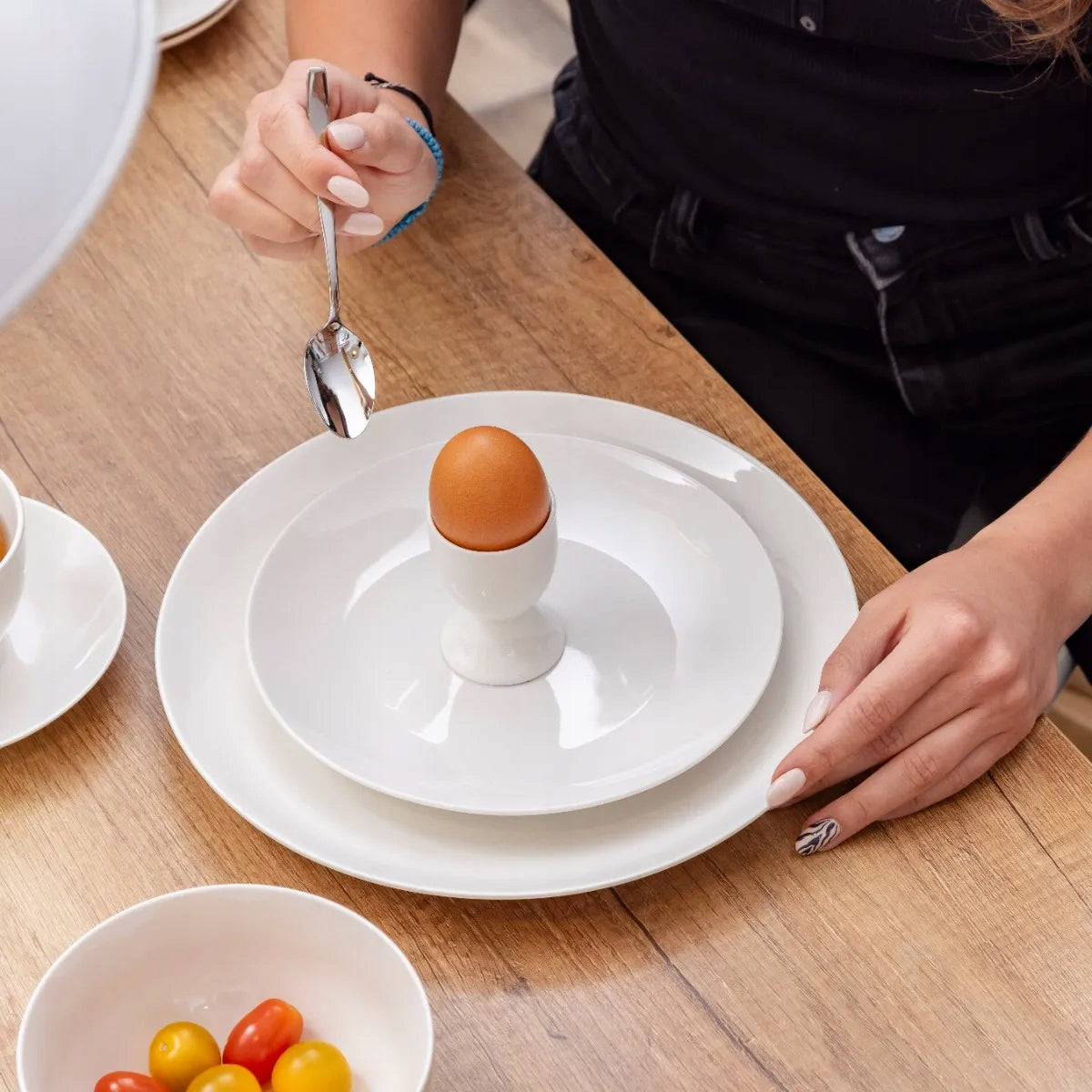 Kreminė porcelianinė desertinė lėkštė, 20 cm – nuotrauka 3