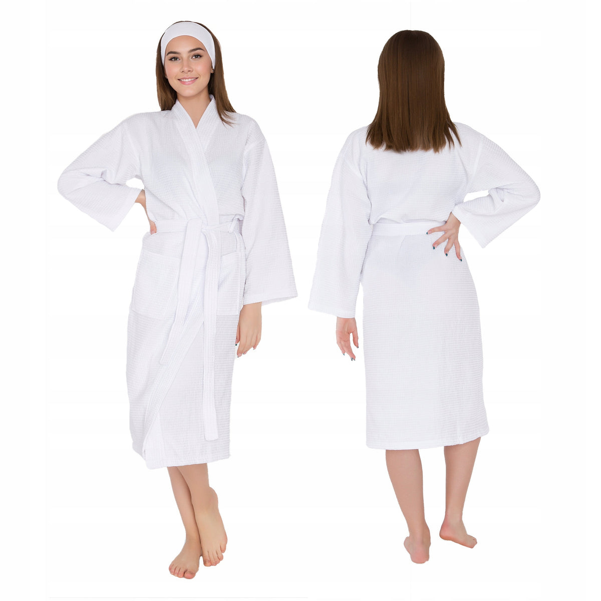 Vaflinis chalatas unisex, baltas (L)