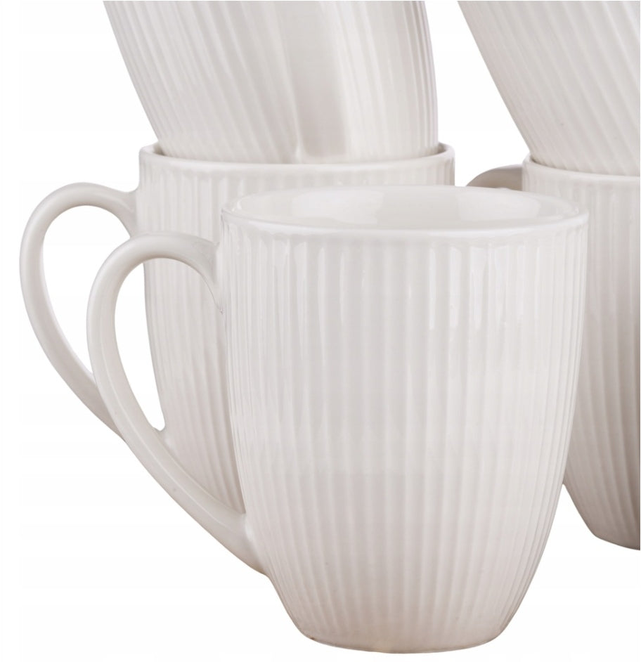 Porcelianinių rievėtų puodelių rinkinys 330 ml, 6 vnt. – nuotrauka 5