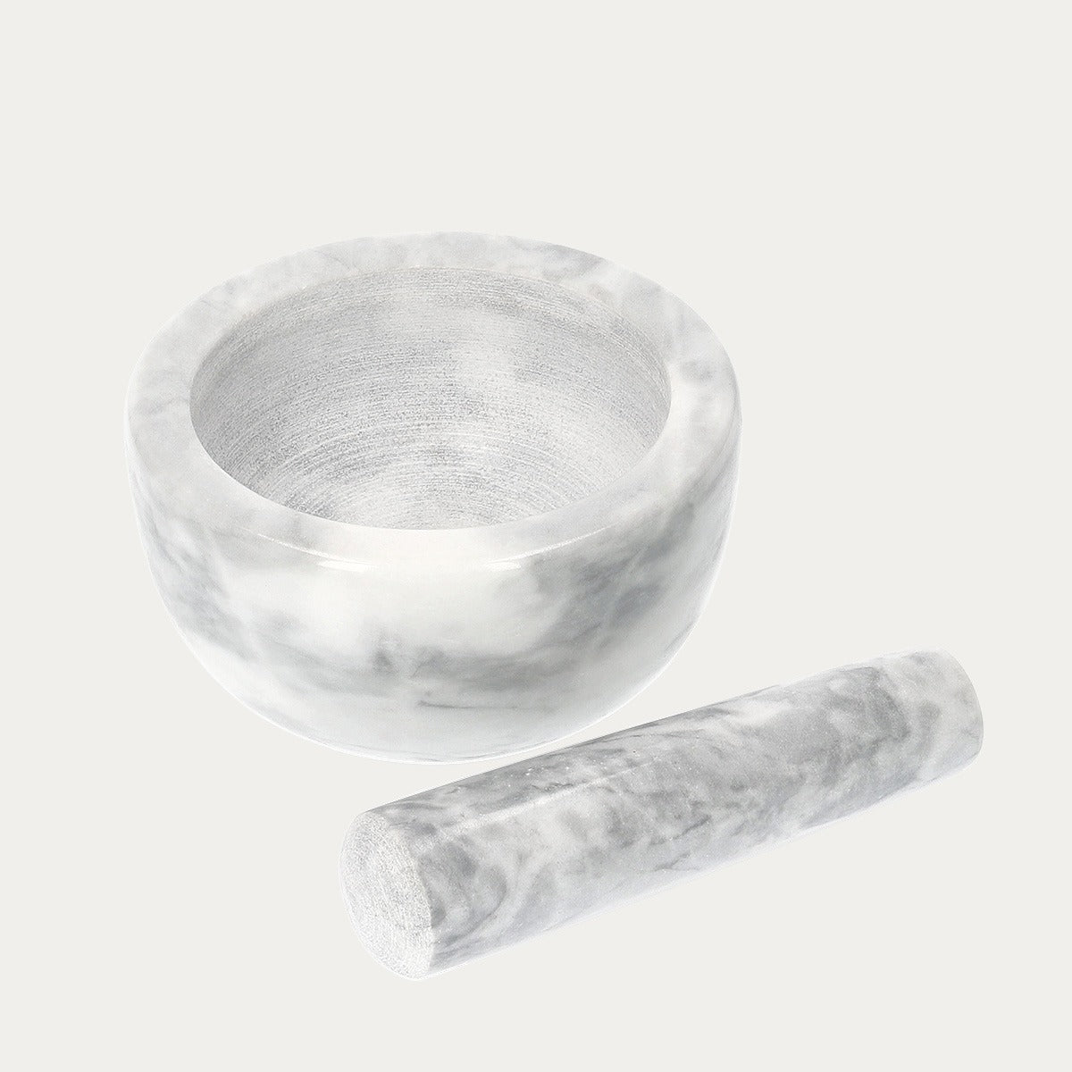Balta marmurinė grūstuvė su piestele, Ø 12 cm