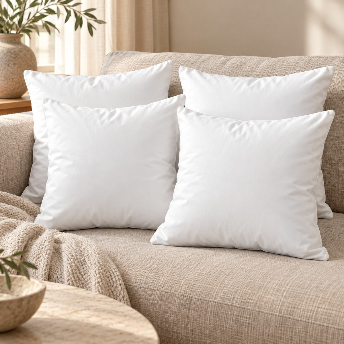 Pagalvių užpildai 50×50 cm, 4 vnt. (2 pak. po 2) – interjere