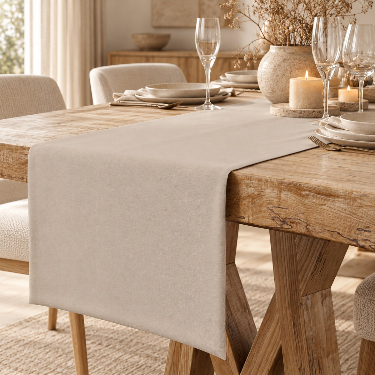 Matinis stalo takelis 40×220 cm, latte spalvos