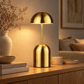Belaidė LED stalinė lempa „grybas“, auksinė, 24 cm